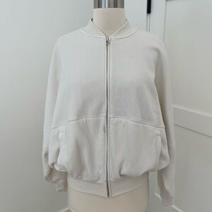 Women's White Zip-Up Soft Bomber Jacket
